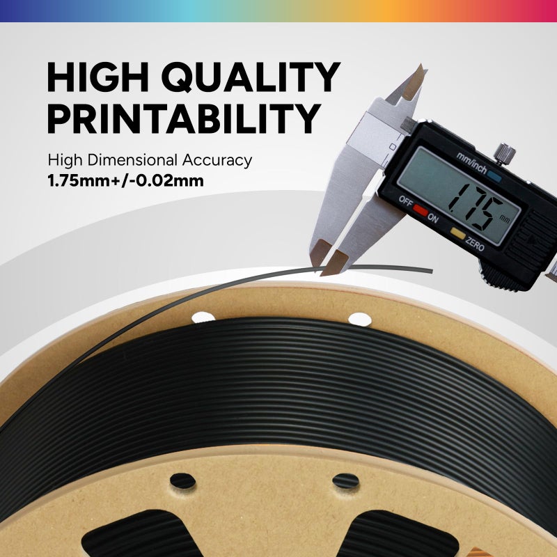 OVERTURE PLA Filament 1.75mm PLA 3D Printer Filament, 2kg Cardboard Spool (4.4lbs), Dimensional Accuracy +/- 0.03mm, Fit Most FDM Printer (Black & White) - Image 3